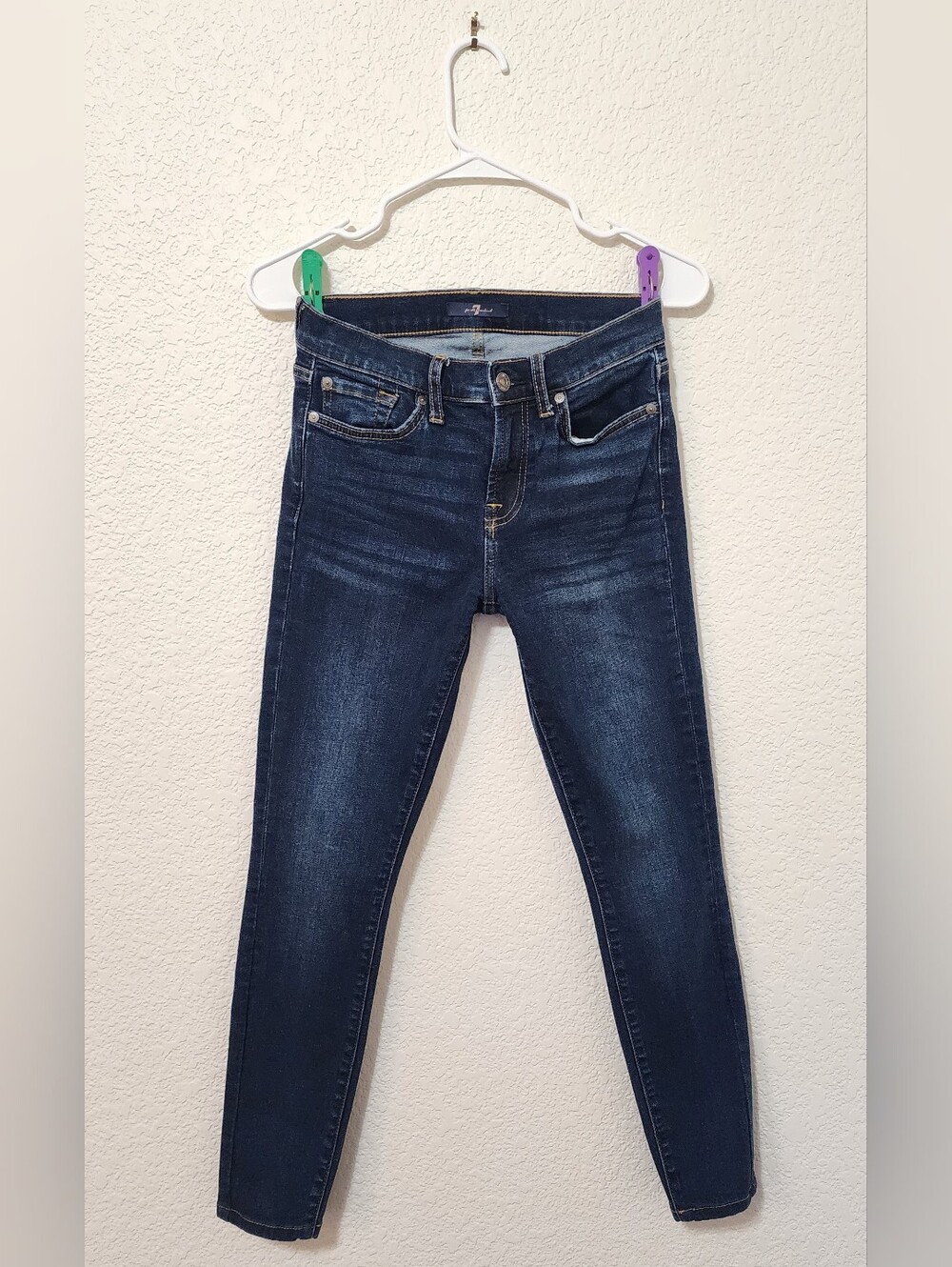 ​💥 7FAM GWENEVERE Skinny Jeans - SIZE 25 💥 7 For All MANKIND Dark INDIGO WASH